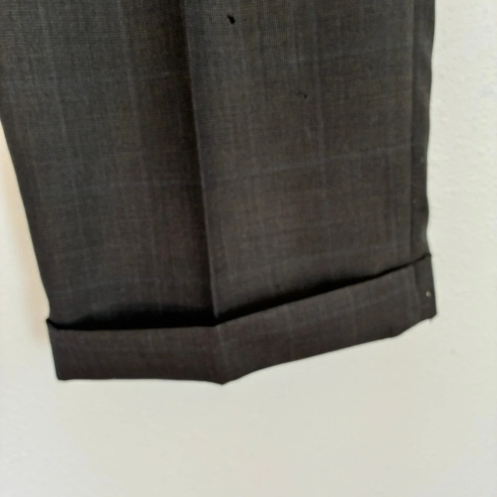 Brooks Brothers 346 Madison Fit Suit Mens 44R 36W Gray Glen Plaid 2 Button *Flaw